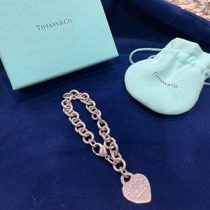 Tiffany and Co. Heart Tag Charm Bracelet in Silver